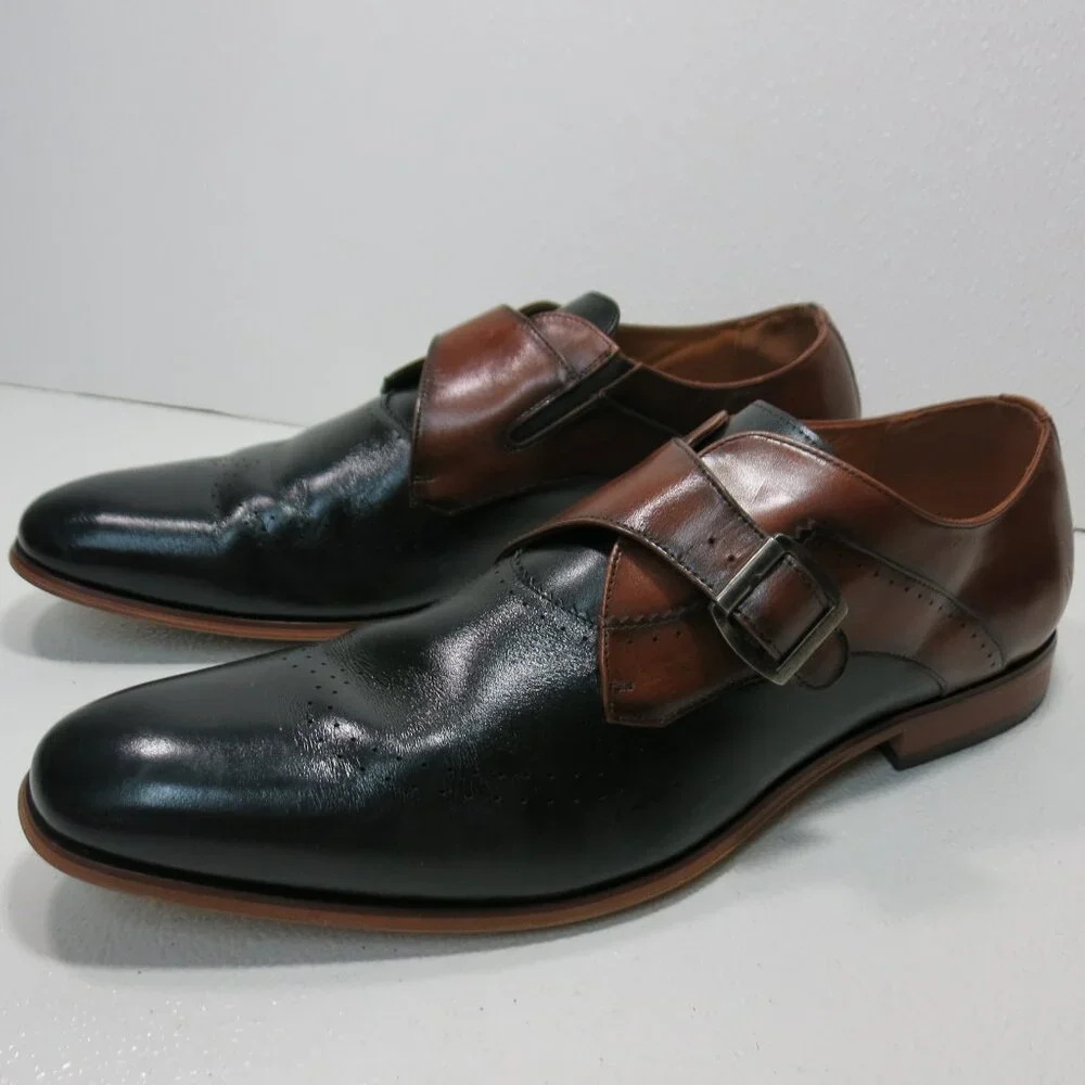 Stacy Adams Monk Strap Leather Dress Oxfords Formal Footwear Men's Shoes 15 M